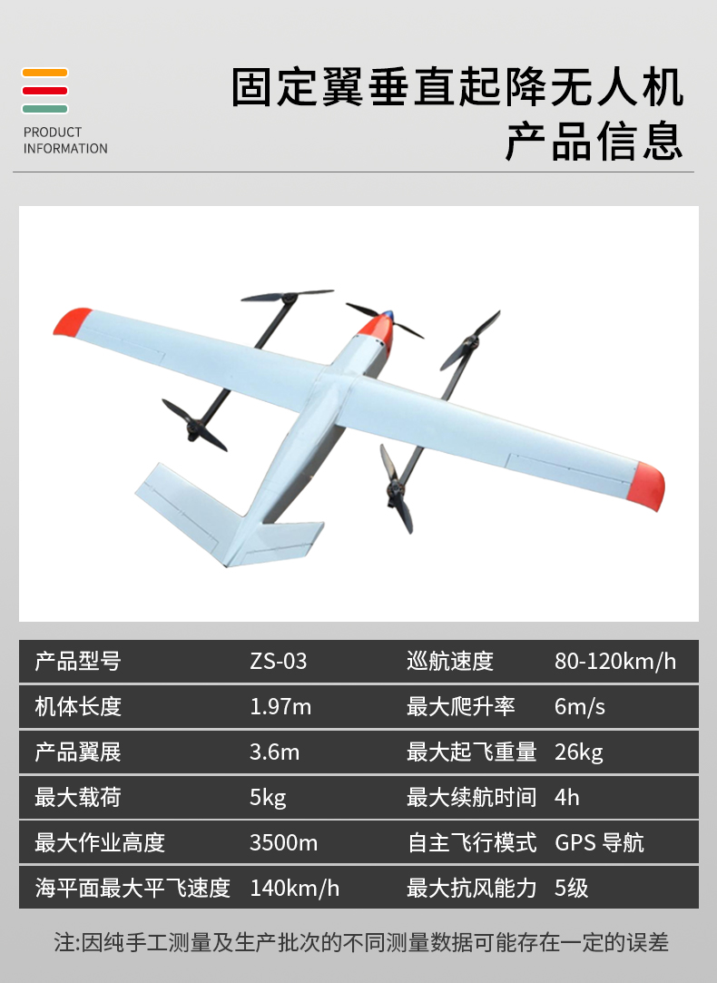 固定翼垂直起降无人机 ZS-03型(图2)