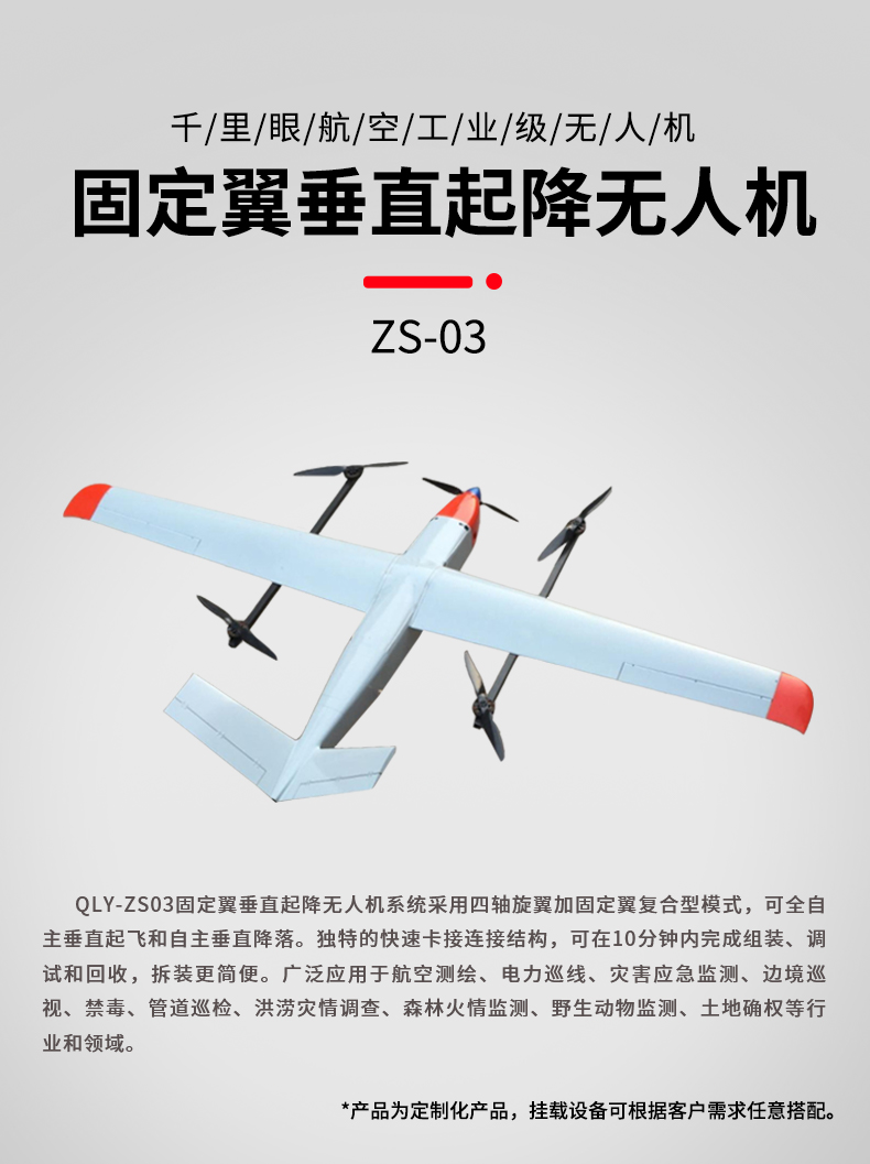 固定翼垂直起降无人机 ZS-03型(图1)